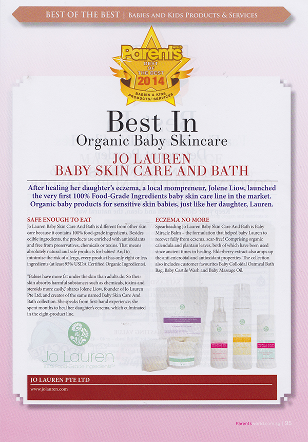 Best of the Best Organic Baby Skin care Award